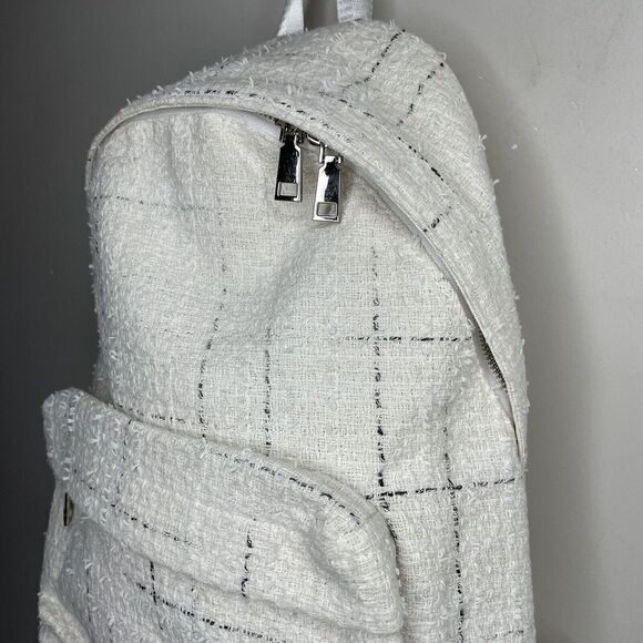Generation Love Cream Windowpane Eden Backpack NEW Ivory Gray Tweed - Picture 4 of 11